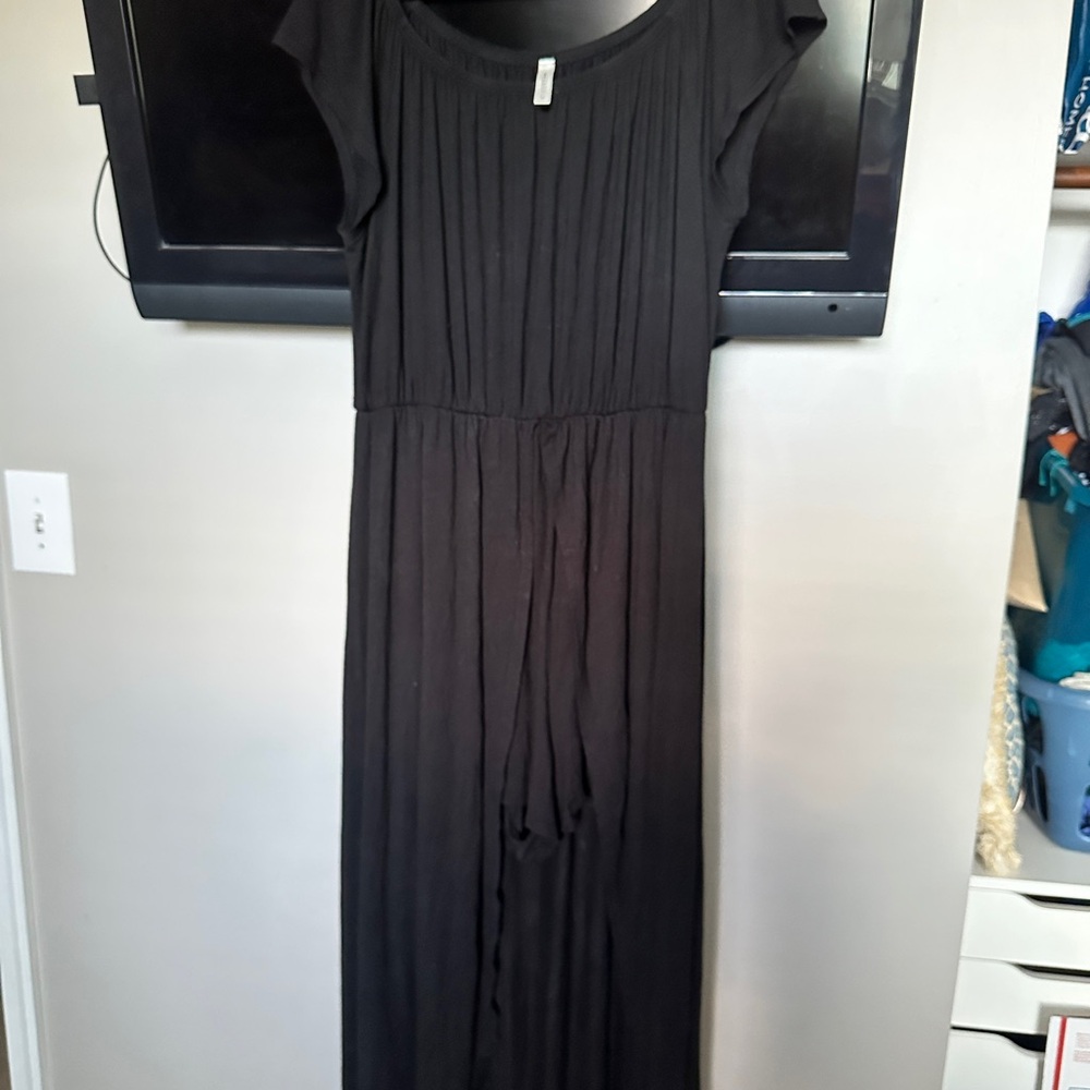 Black shorts Romper with maxi length wrap around dress